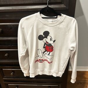 Walt Disney World Classic Mickey Mouse Crewneck Sweatshirt Size Small White
